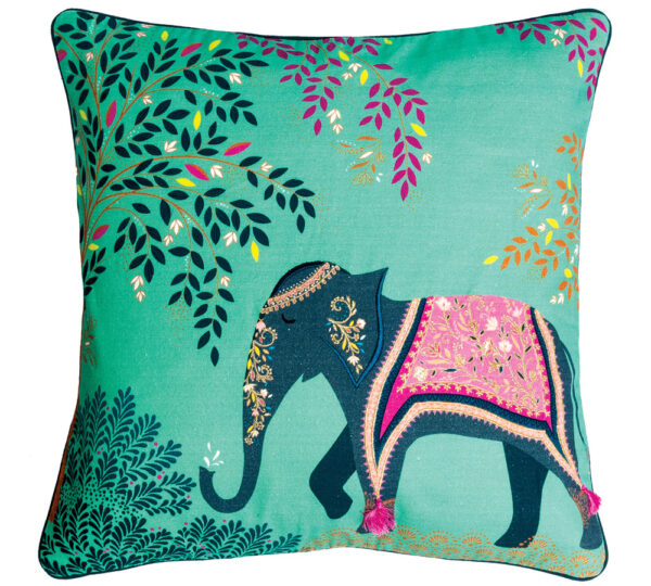 Sara Miller Elephants Oasis Light Blue Cushion